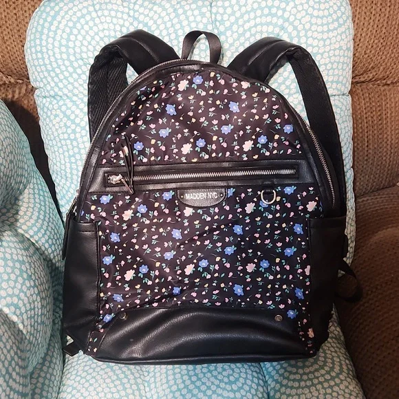 Floral Black Backpack By Brand Madden NYC - Picture 3 of 11